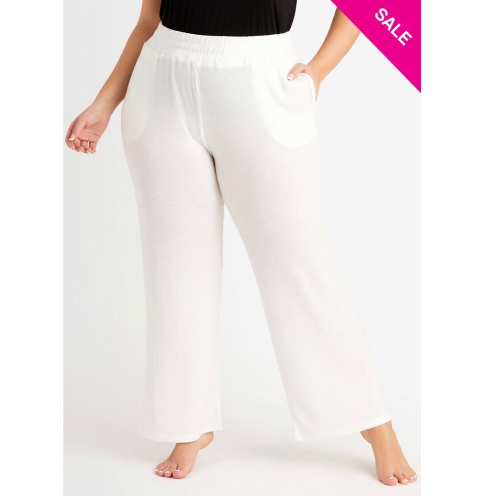 Wide leg lounge pant Ivory Ashley Stewart 14/16 Luxe knit, Comfortable and cozy. - Picture 2 of 11